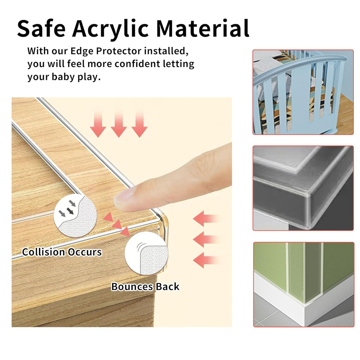 2Pack Baby Proofing Edge Protector for Baby,1.57in x 9.84ft,Clear Edge Protector Strip Sharp Edge