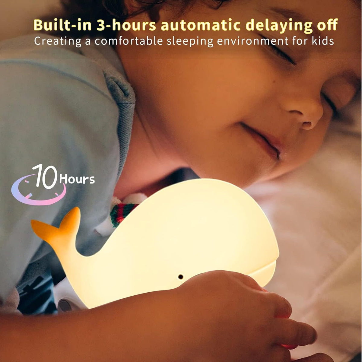 LOVERUIS Whale Night Light Silicone 7 Colors Dimmable 3 Hours Timer Whales Baby Light Decor Room