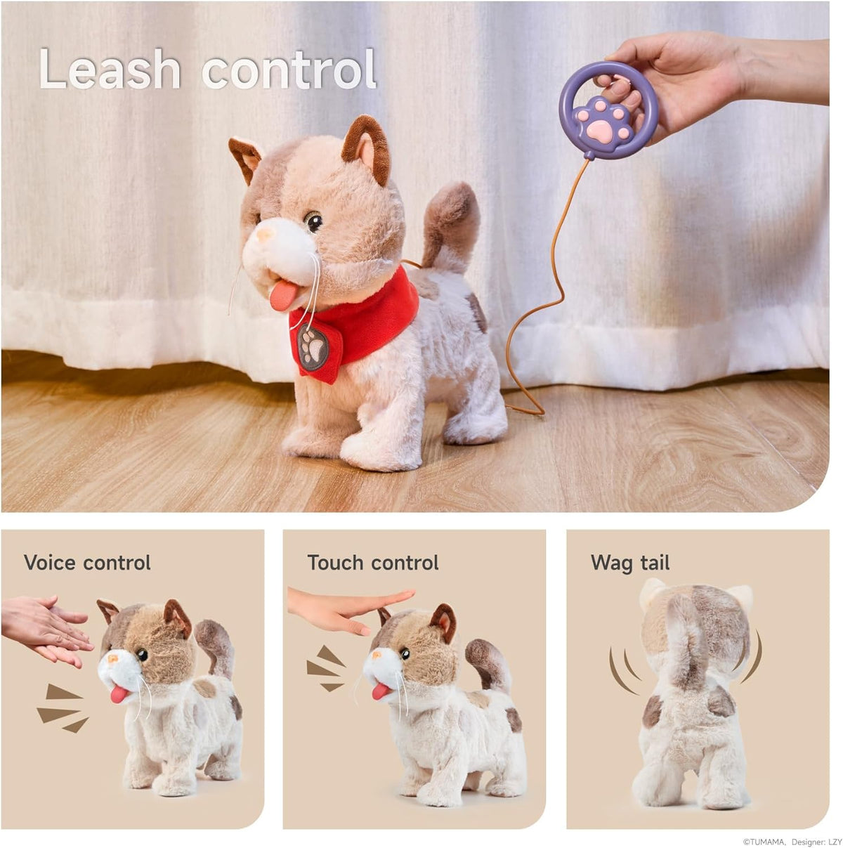 TUMAMA Toy Cat for Kids, Cute and Realistic Kitty Toy That Walks, Meows, Tongues Out and Wags Tail