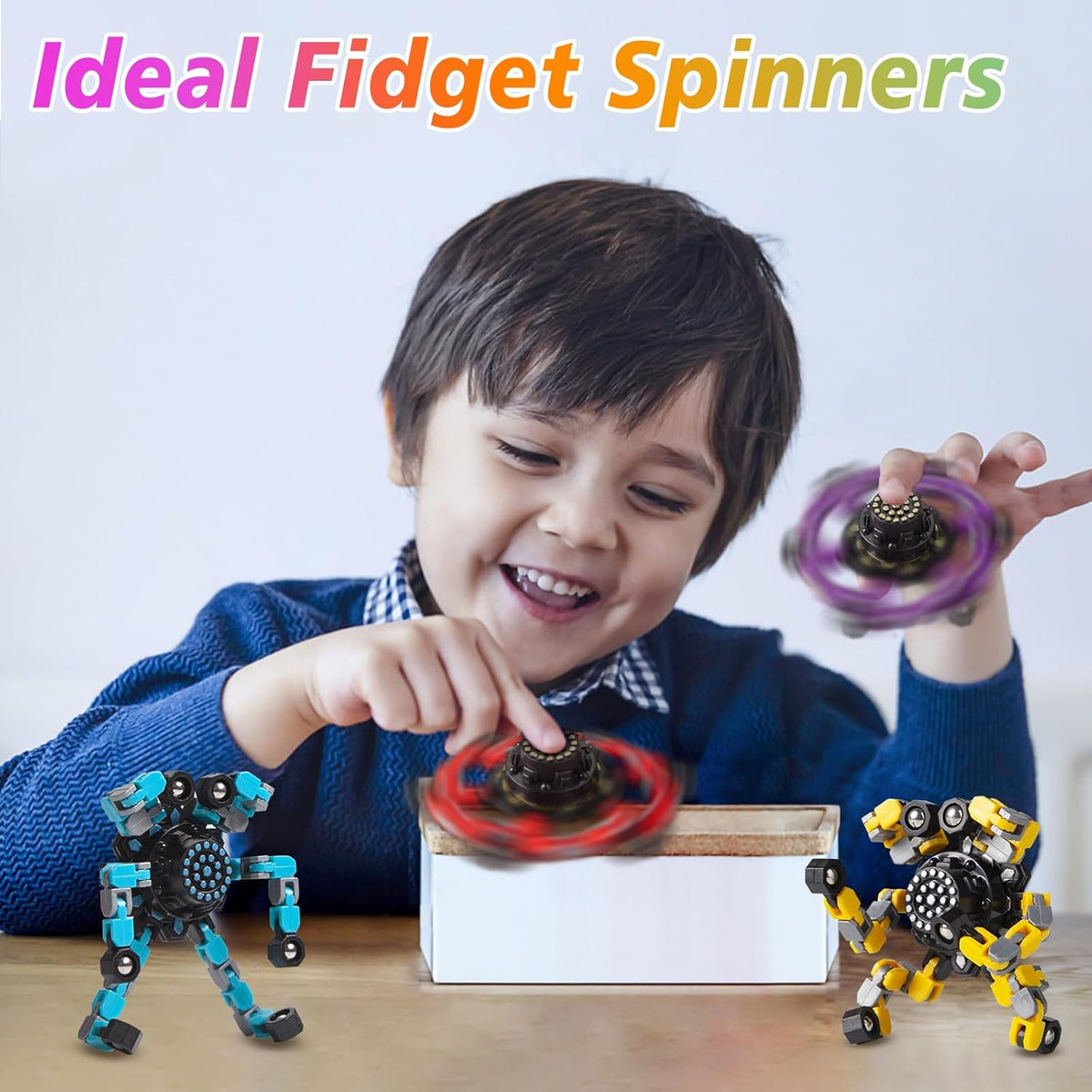 Transformable Fidget Spinners 2 Pcs for Kids and Adults Stress Relief Sensory Toys for Boys and