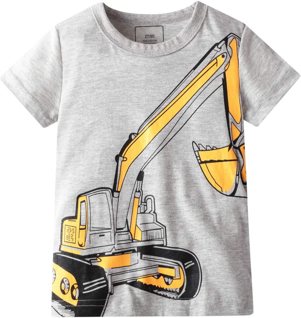 Boys' 4-Pack Excavator Short Sleeve Crewneck T-Shirts Top Tee Size 2-7 Years Toddler Boys' Value
