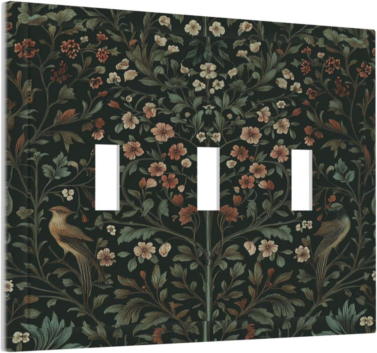 Decorative Switch Plates Vintage Morris Colorful Flower Green Leaf 3 Gang Wall Plate Triple Toggle