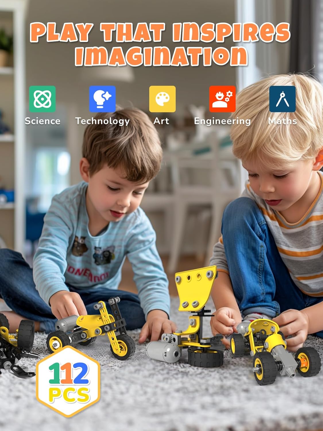 STEM Toys for 5-8 Year Old Boys, 10-in-1 Electric Toy Building Blocks for Kids Ages 4-8 Educational