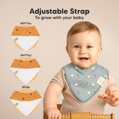 8-Pack Organic Baby Bandana Bibs for Boys, Girls - Super Absorbent Triangle Baby Bibs for Drooling