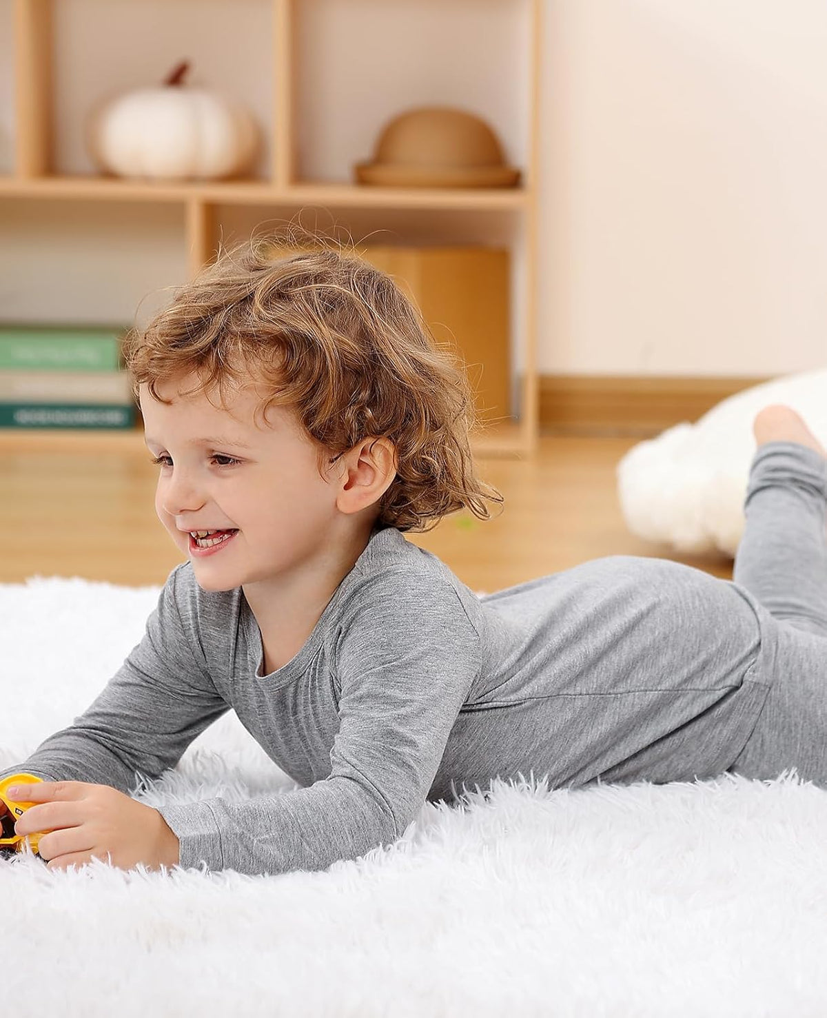 JunNeng Bamboo Viscose Pajamas for Toddler Baby, Boys Girls Solid Snug Fit Pajamas Long Sleeve
