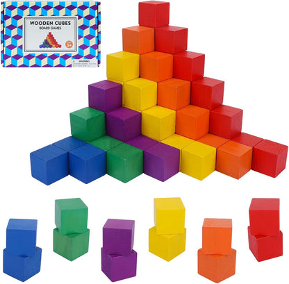 108 Pack 1 Inch Wooden Blocks, 6 Colors STEM Math Sorting Toys, Wood Building & Stacking Blocks for