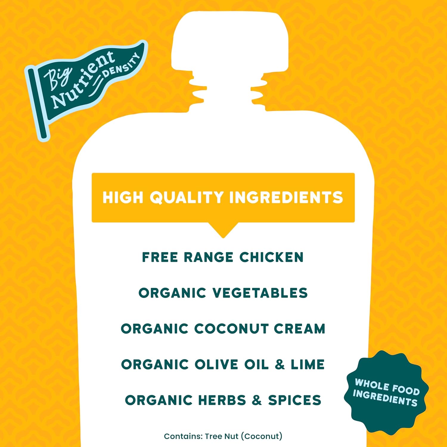 Serenity Kids 6+ Months Baby Food Pouches Chicken Coconut Curry Puree - Ethically Sourced Chicken &