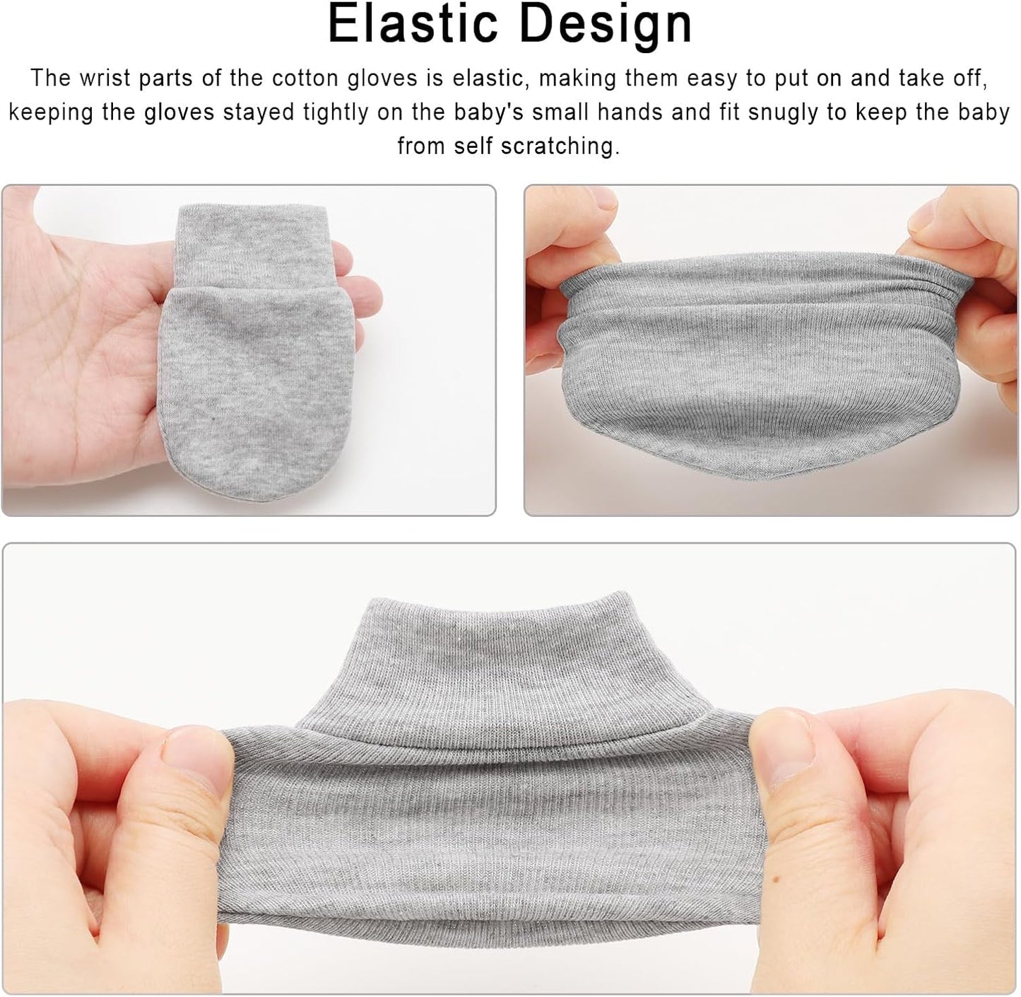 Newborn Baby Mittens No Scratch Cotton Elastic Wrist Gloves Infant Toddler Mittens for Baby Boy