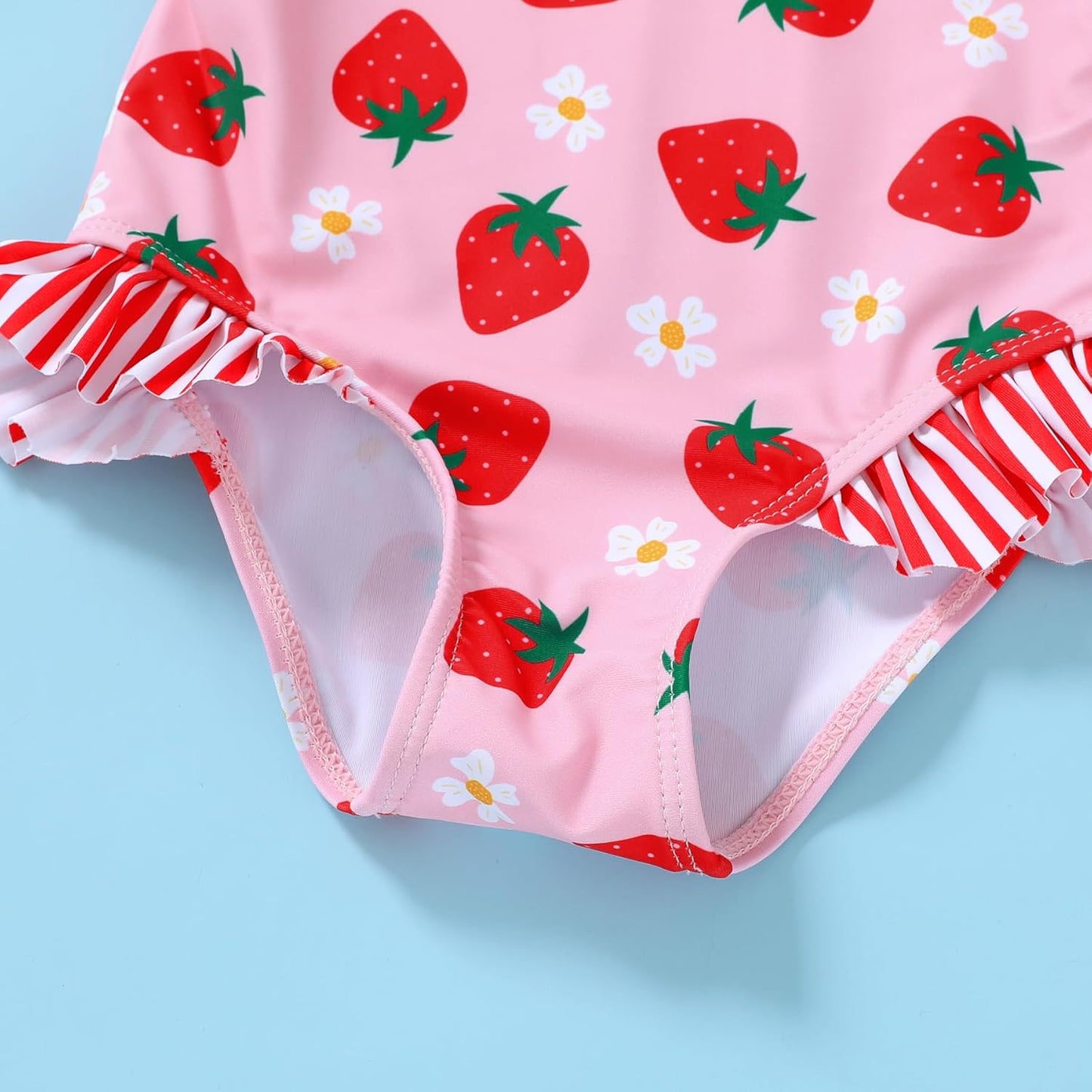 Tiny Cutey Toddler Girl Swimsuit Ruffled Stripe Sleeveless Swimwear One-Piece Baby Girl Bathing