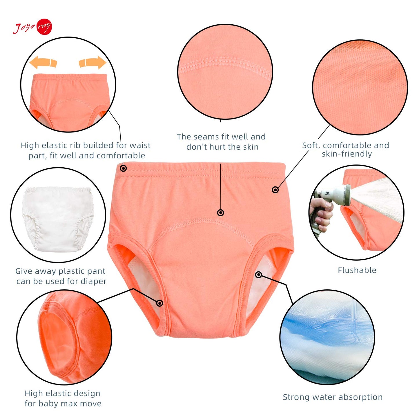 Joyo roy 6Pcs Potty Training Underwear for Boys and Girls 100% Cotton Soft Absorbent Potty Training