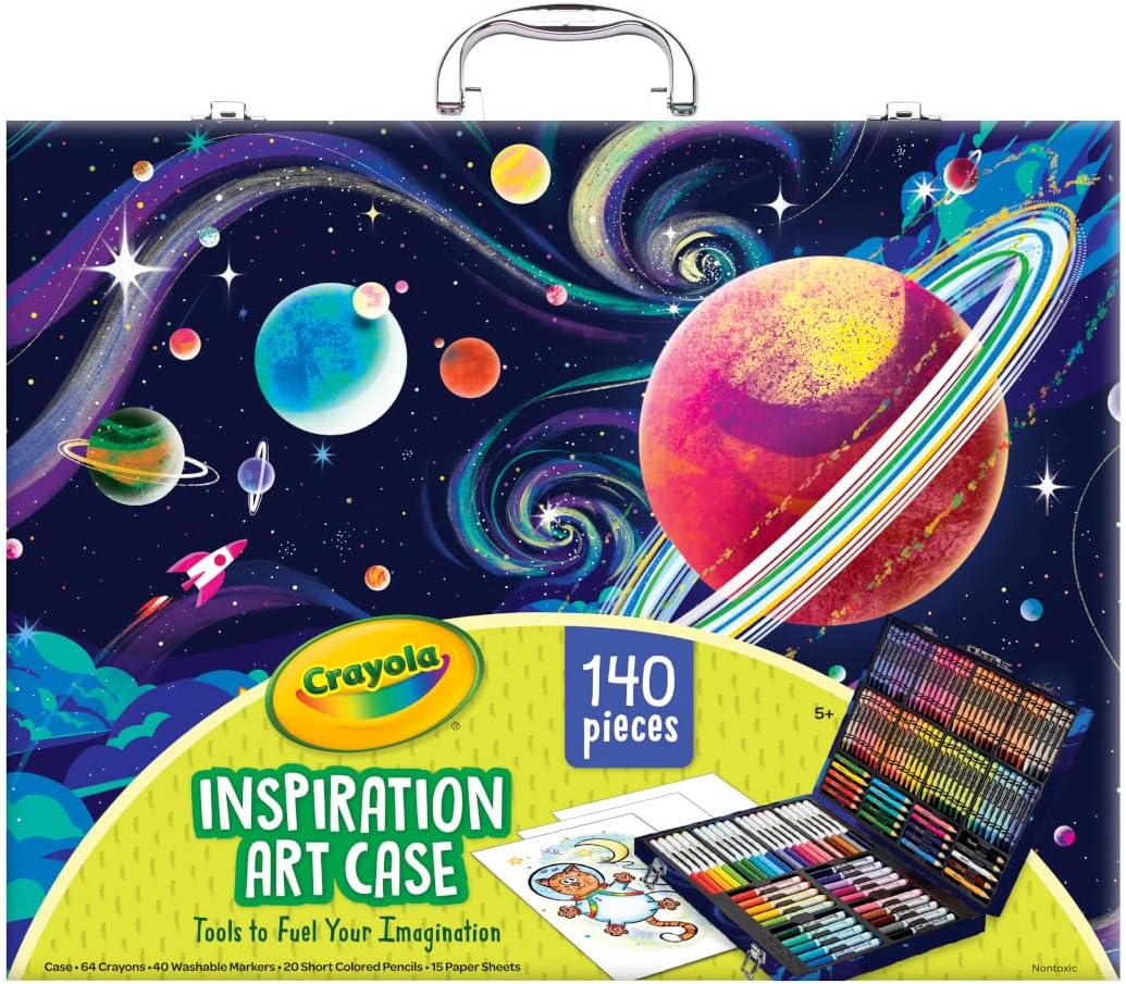 Crayola Inspiration Art Case Coloring Set, 140pc Space Theme – Art Kit for Kids, Crayons, Markers