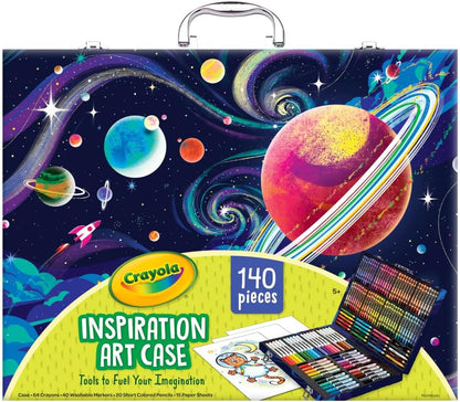 Crayola Inspiration Art Case Coloring Set, 140pc Space Theme – Art Kit for Kids, Crayons, Markers