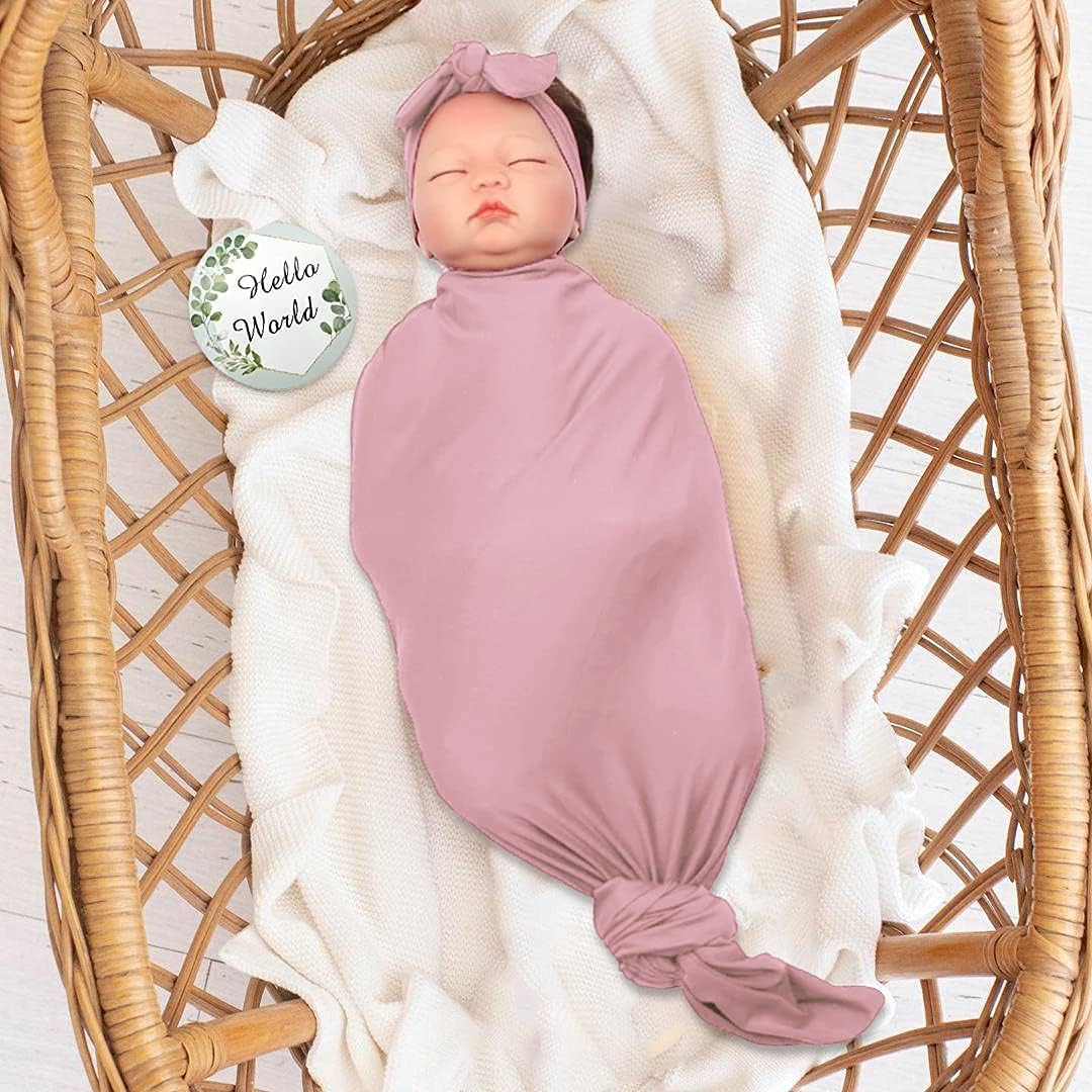 OWLOWLA Swaddle Blanket and Hat Set Newborn Swaddle Wrap Baby Receiving Blanket for Baby Boys