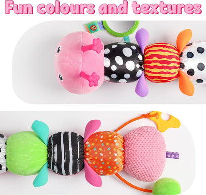 LIGHTDESIRE Baby Toys Musical Caterpillar,Infant Toys Stuffed Animals with Ruler Design,Mirror,Pull