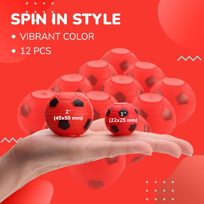 Fidget Spinners - 2 Inch Fidget Spinner Balls 12 Pcs Fidget Spinner Pack - Red Soccer Fidget
