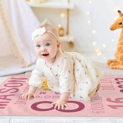 Personalized Baby Milestone Photo Blanket, Custom Name Blanket Toddler Baby Boys Girls Soft Flannel