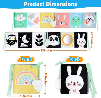 OKOOKO Black and White Baby Book, High Contrast Toy, 0-6 Months Baby Soft Book Tummy Time
