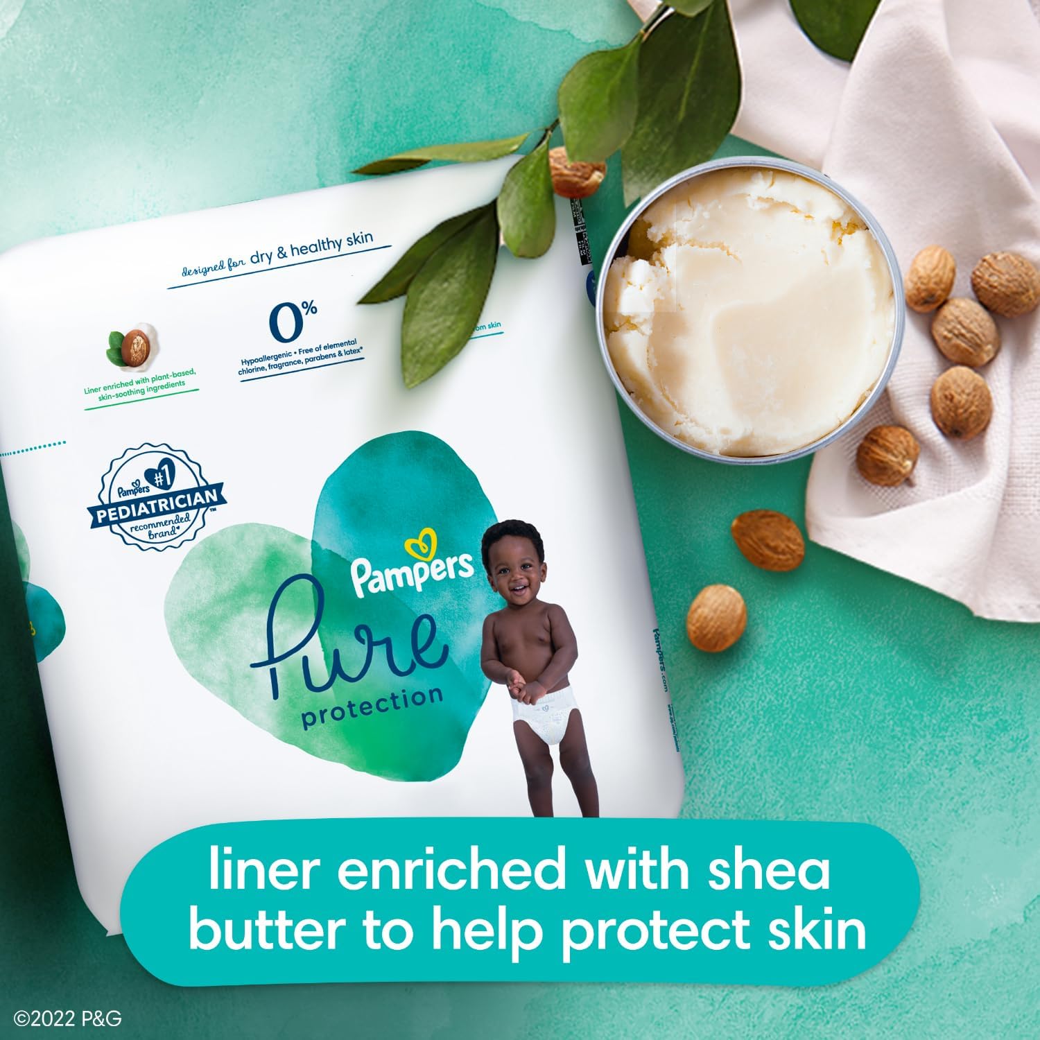 Pampers Baby Diapers - Pure Protection - Size 7, 60 Count, for up to 100% Leakproof, Premium