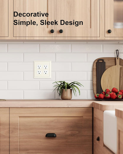 2-Pack Double Duplex Outlet Cover, Light Almond Decorative Switch Plates and Outlet Covers for