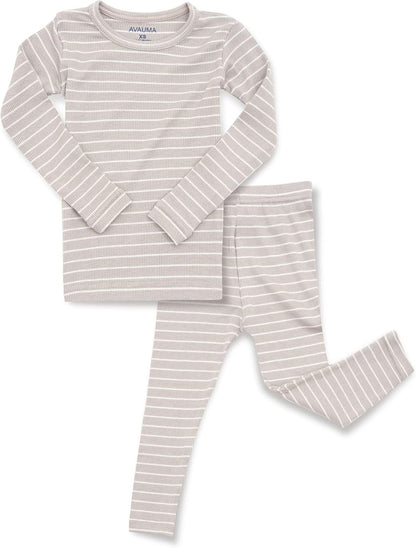 AVAUMA Stripe Pattern Baby Boys Girls Pajama Set Kids Toddler Snug fit Ribbed Sleepwear pjs for