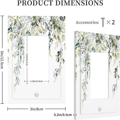 Decorative Outlet Covers Boho Farmhouse Flower Leaf Sage Green 1 Gang Single Rocker Light Switch