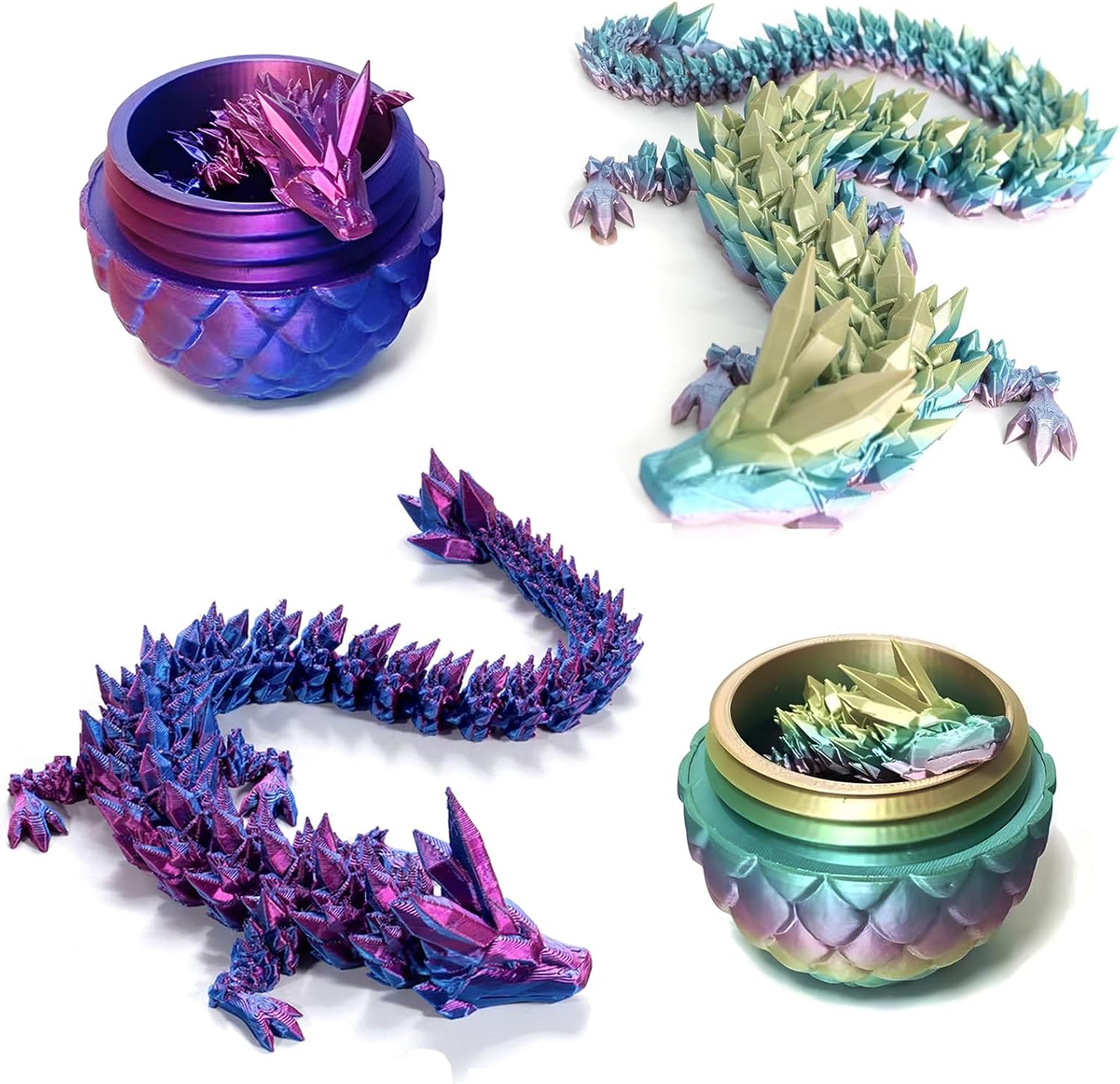 3D Printed Dragon Egg,Mystery Crystal Dragon Fidget Toys,Articulated Dragon,Home Desk Decor Easter