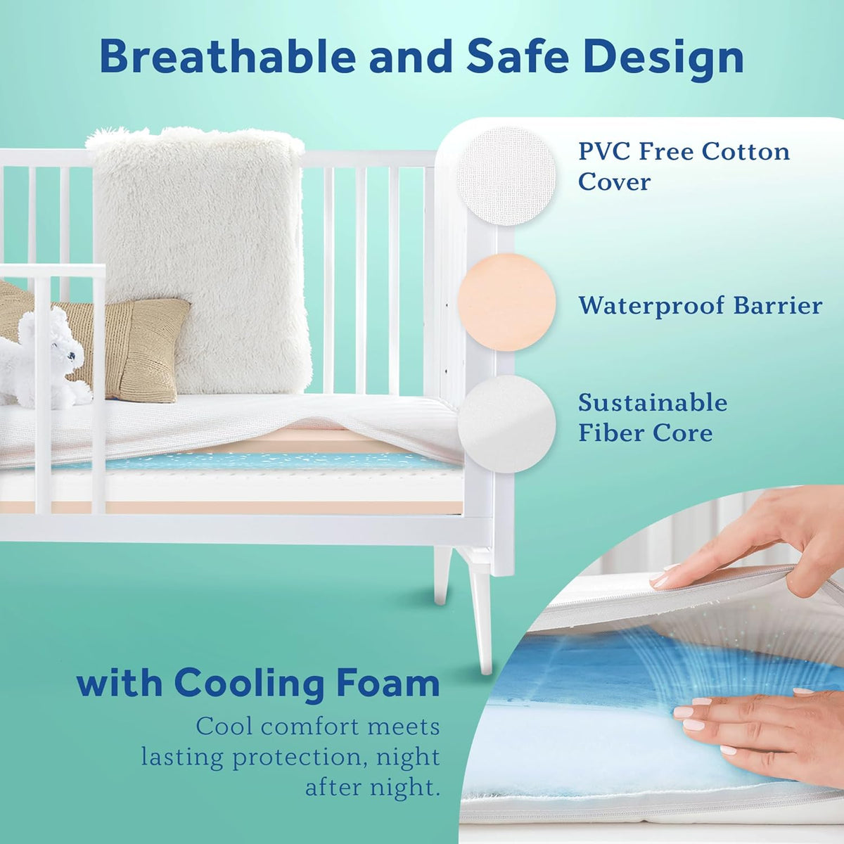 Sealy Baby OptiCool Breathable Crib Mattress, GREENGUARD GOLD Certified, Made in USA, Toddler Bed