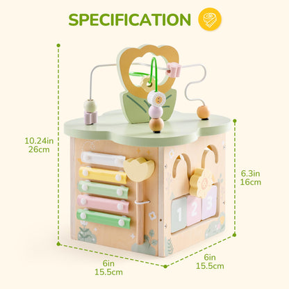 ROBUD Wooden Activity Cube, Educational Wooden Toys, Montessori Toys