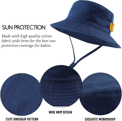 JANGANNSA Cotton Baby Sun Hat Infant Toddler Boys Girls Bucket Hats Summer Sun Protection Kids