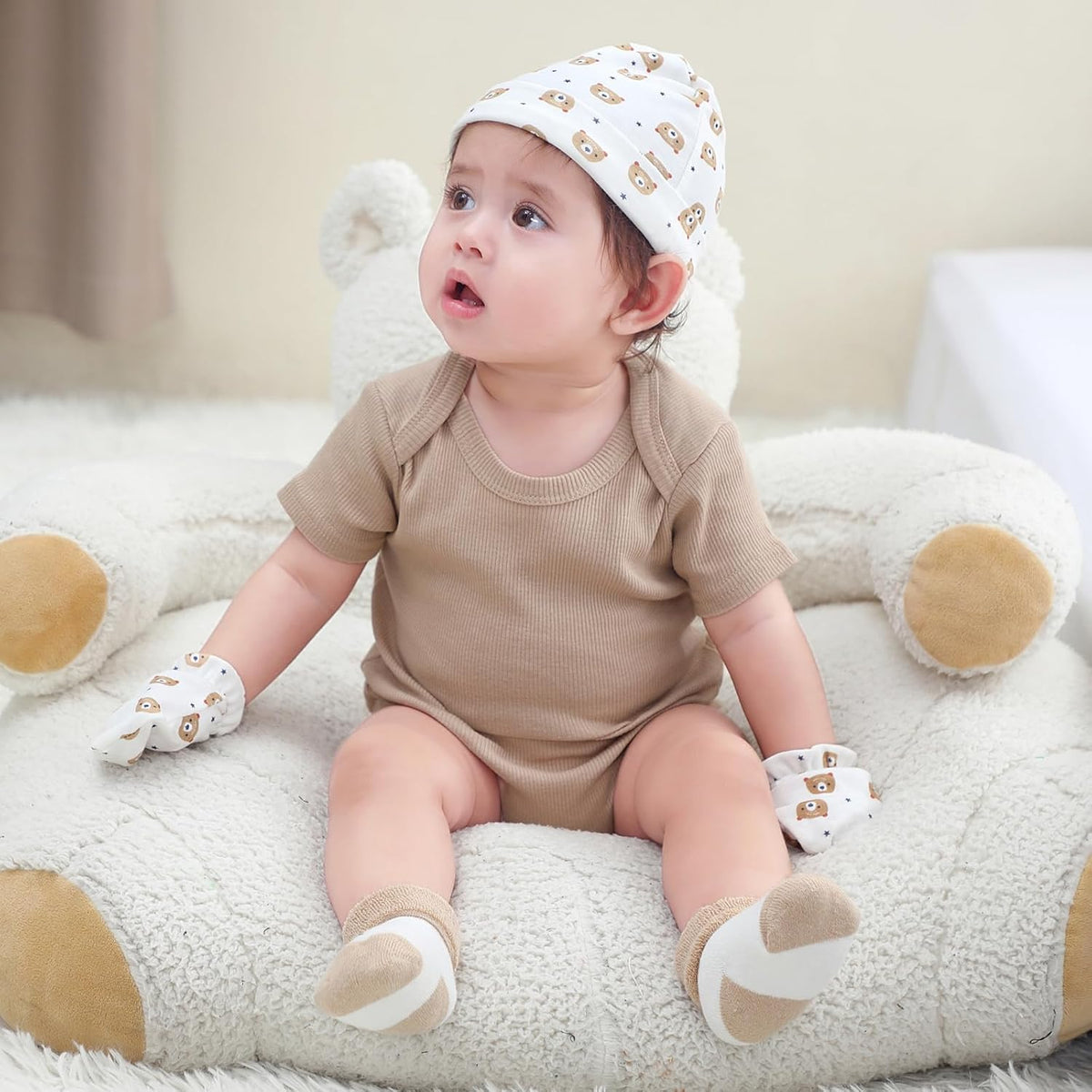 Baby Bodysuit 6 Pack Soft Mixed Ribbed Short Sleeve Romper Infant Boy Girl Clothes Set