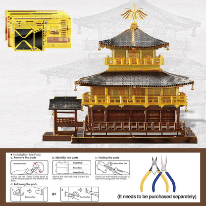 Piececool 3D Metal Model Kits for Adults, Kinkaku-ji Golden Pavilion Model Building Kits