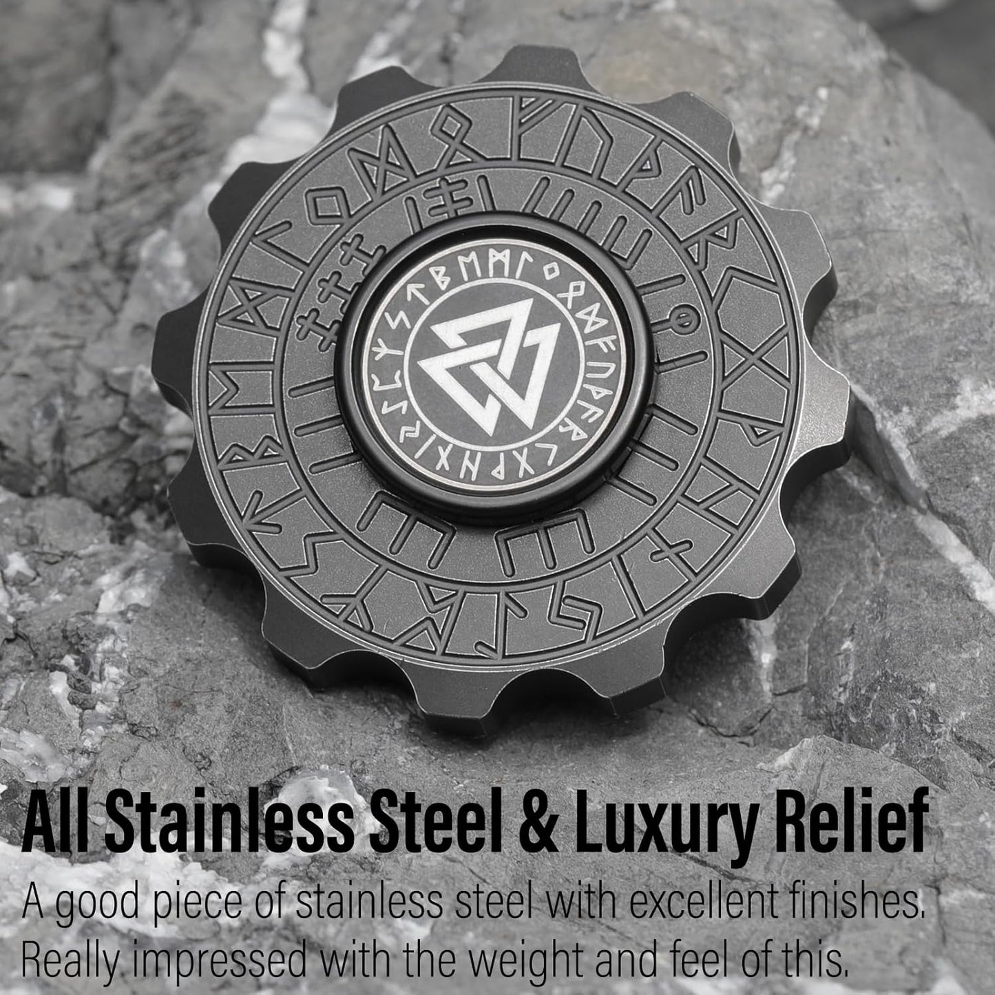 FREELOVE Metal Fidget Spinner, Viking Pirate Haptic Gyro, Heavy Stainless Steel Hand Spinning