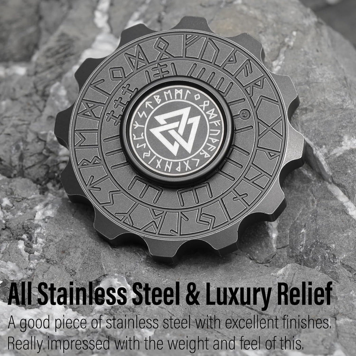 FREELOVE Metal Fidget Spinner, Viking Pirate Haptic Gyro, Heavy Stainless Steel Hand Spinning