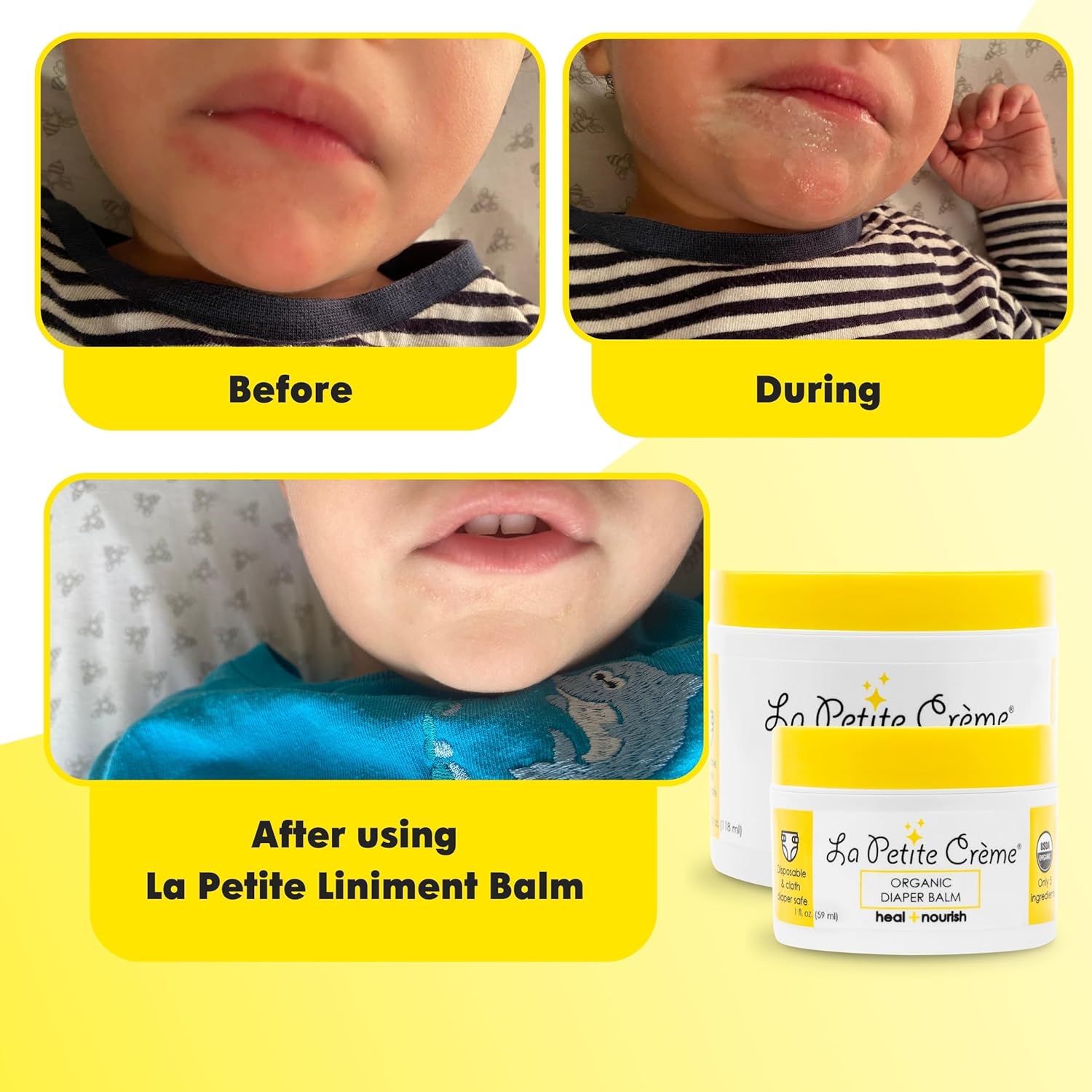 La Petite Creme French Organic Diaper Balm (1 oz) - Healing & Nourishing Diaper Cream - Gentle &