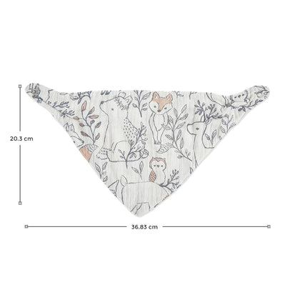 Crane Baby Bandana Bibs, Soft Muslin Adjustable Absorbent Bib Set, 3 Pack, 100% Cotton, Woodland