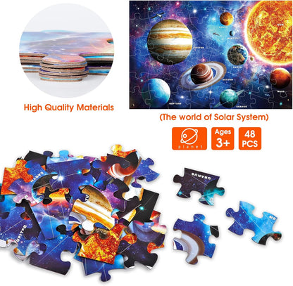 Jumbo Floor Puzzle for Kids Ages 4-8,Solar System Jigsaw Puzzles,48 Piece Space Large Puzzles for