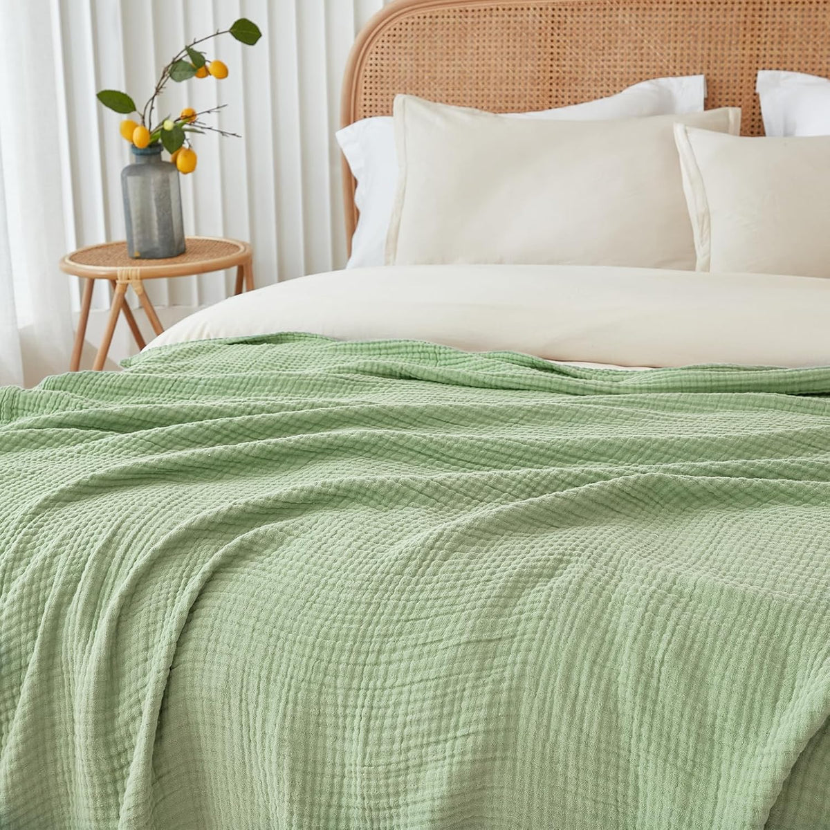 EMME Cotton Blanket Twin XL for Bed Soft Muslin Blankets 66"x90" Lightweight Breathable Layering
