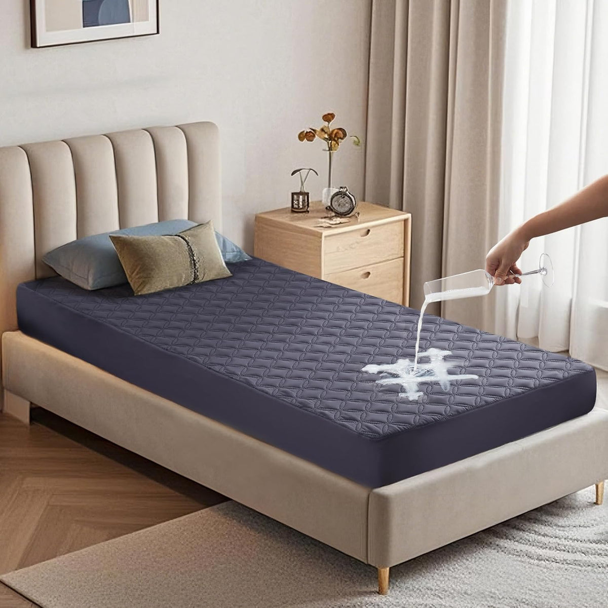 BEDLORE Waterproof Mattress Protector, Twin XL Size Noiseless Mattress Pad with Deep Pocket 6"-15"