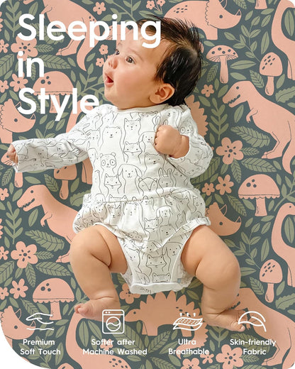 Dinosaur Crib Sheets for Boys, Premium Soft Crib Mattress Fitted Sheet, Ultra Breathable Baby