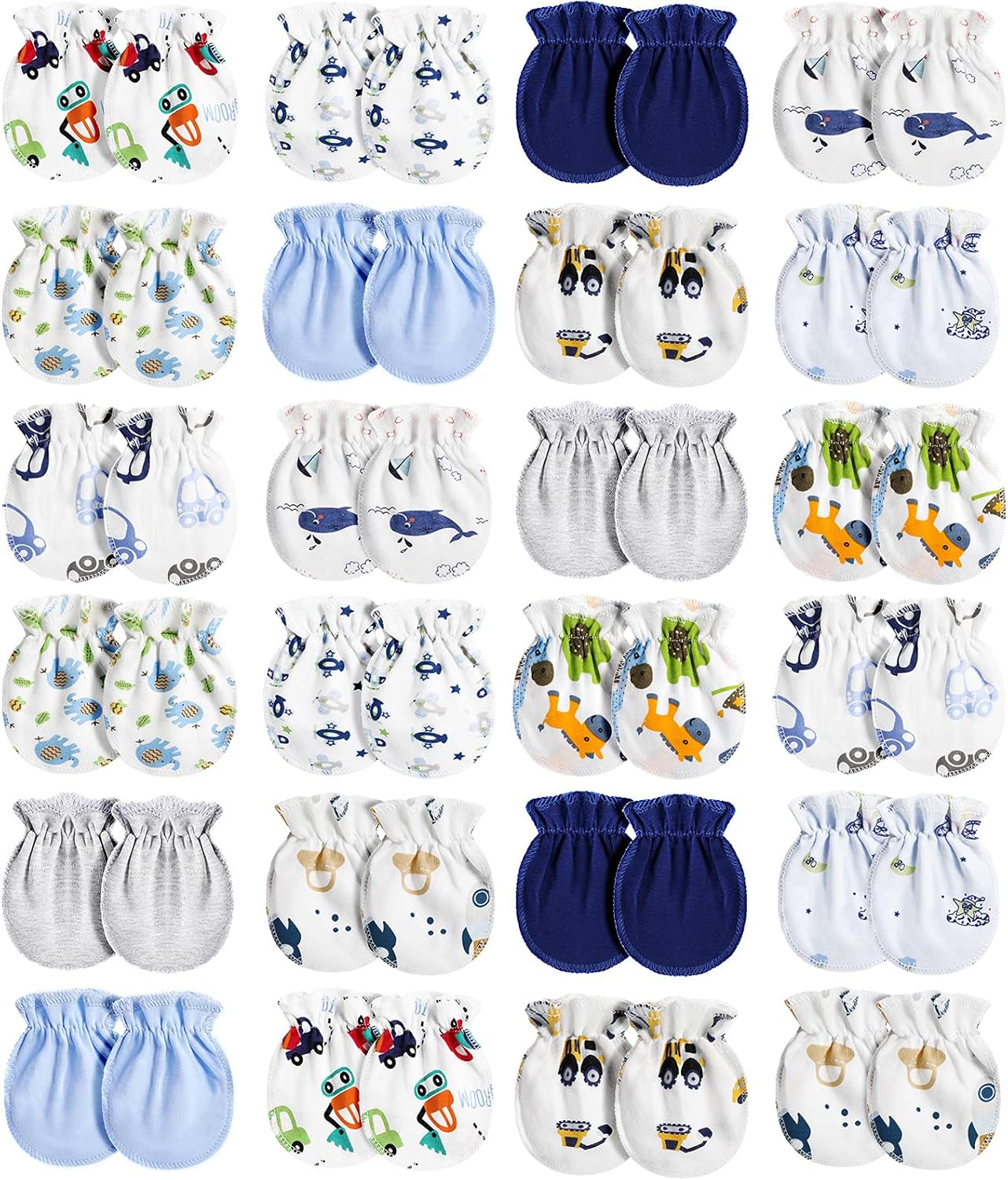 Geyoga 24 Pairs Newborn Baby Boy Girl Mittens 0-6 Months Newborn No Scratch Mittens Soft Elastic