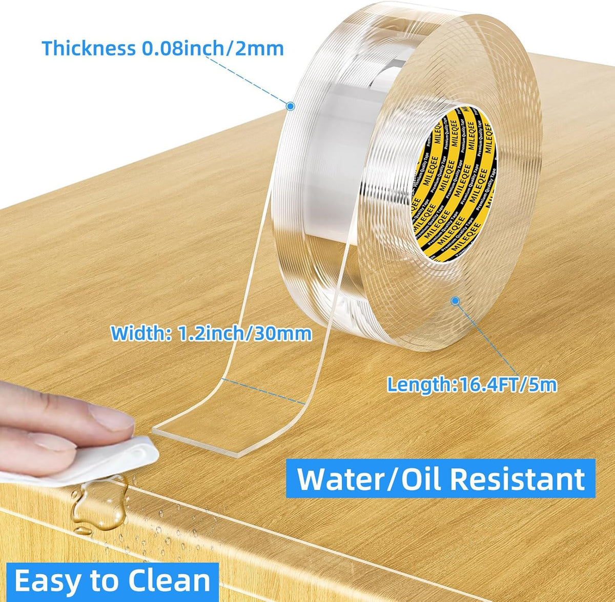 2Pack Clear Edge Protector Strip,1.18in x 16.4FT(32.8FT Total),Sharp Edge Wrap Cover Tape,Self