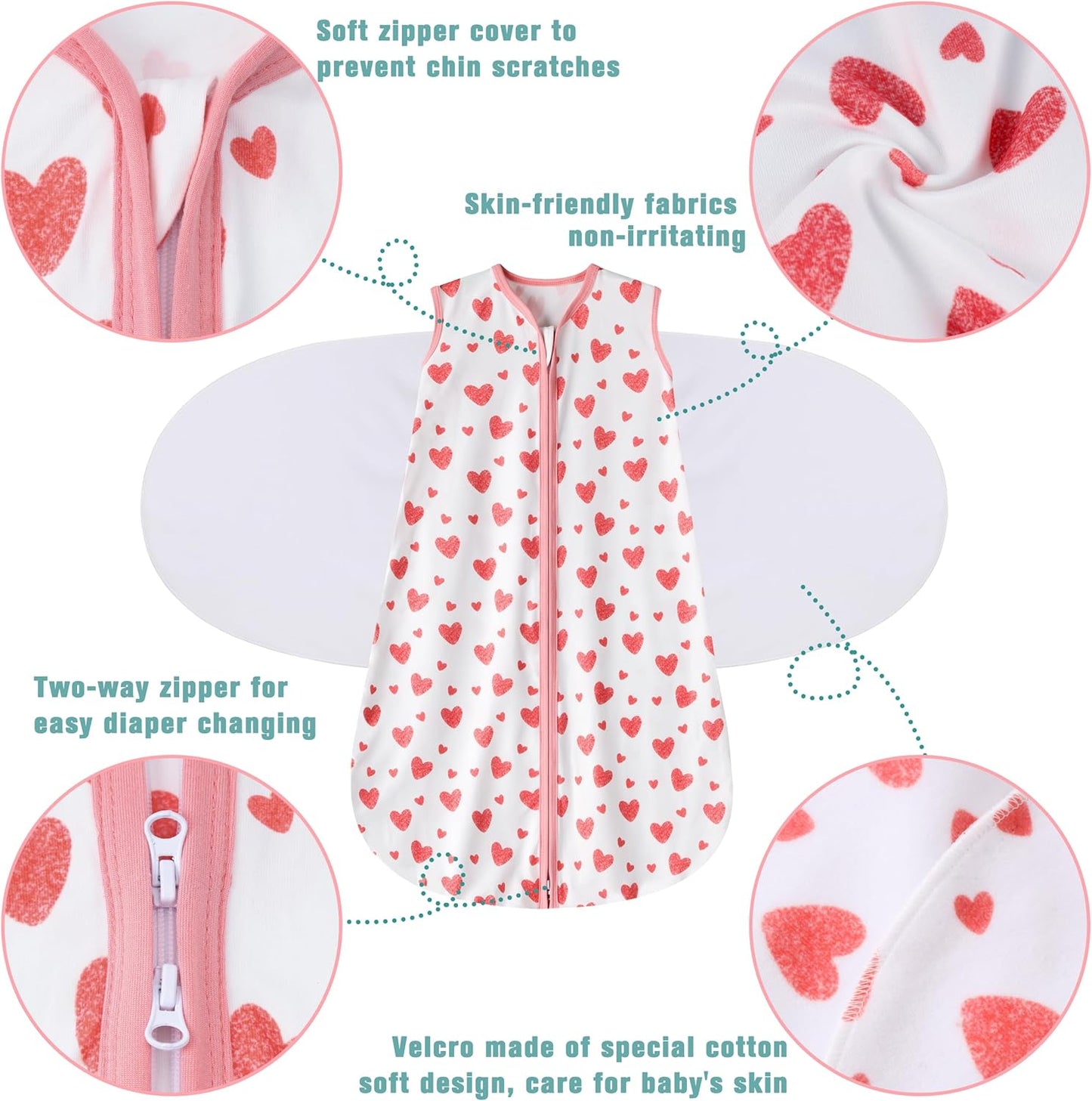 Newborn Sleep Sack Baby Swaddle,Swaddle me 6-12 Month,3-Way Adjustable Wearable Blanket,100% Rayon