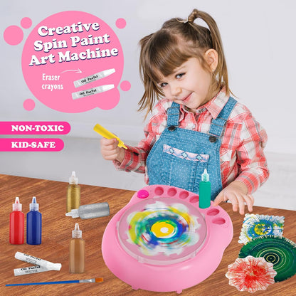 Arts and Crafts for Kids Ages 4-8,Paint Spin Art Machine Kit,Art Craft Set for 6-9 Year Old,Cool