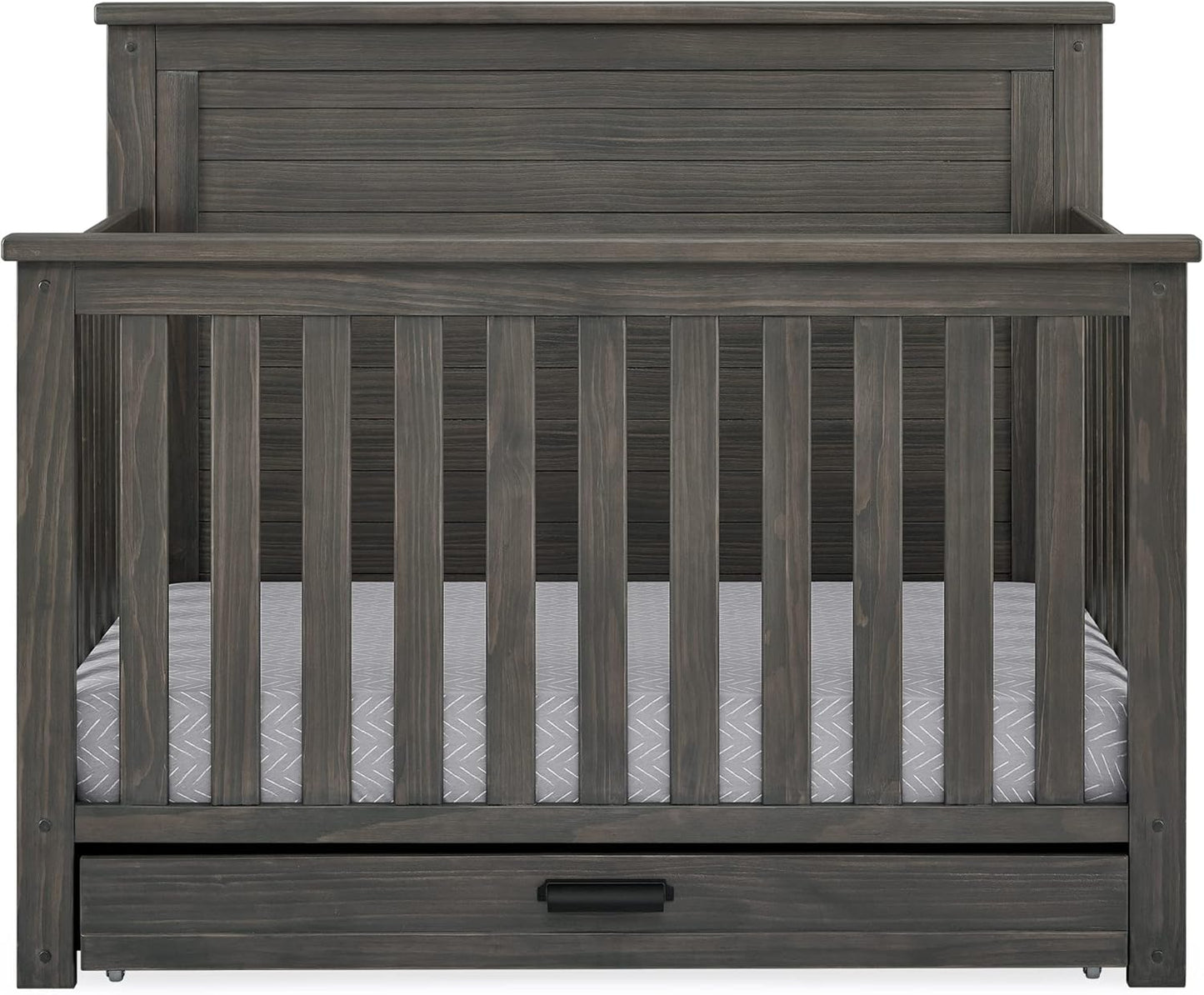 Delta Children Simmons Kids Caden 6-in-1 Convertible Crib with Trundle Drawer, Greenguard Gold