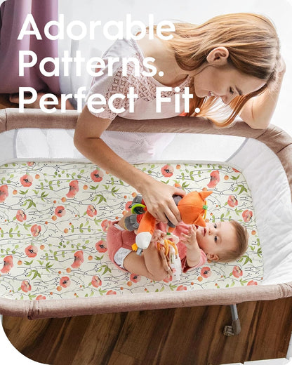 Graco Pack and Play Sheets Fitted, TotBasic Ultra Soft Mini Crib Sheets Boy, Neutral Pack N Play