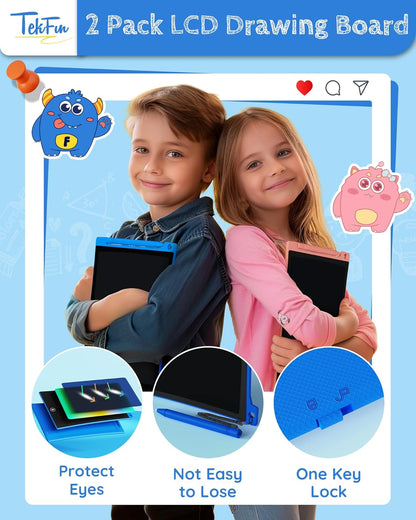 TEKFUN Kids Toys,10in 2 Pack LCD Writing Tablet Coloring Doodle Drawing Board Pad for Kids with