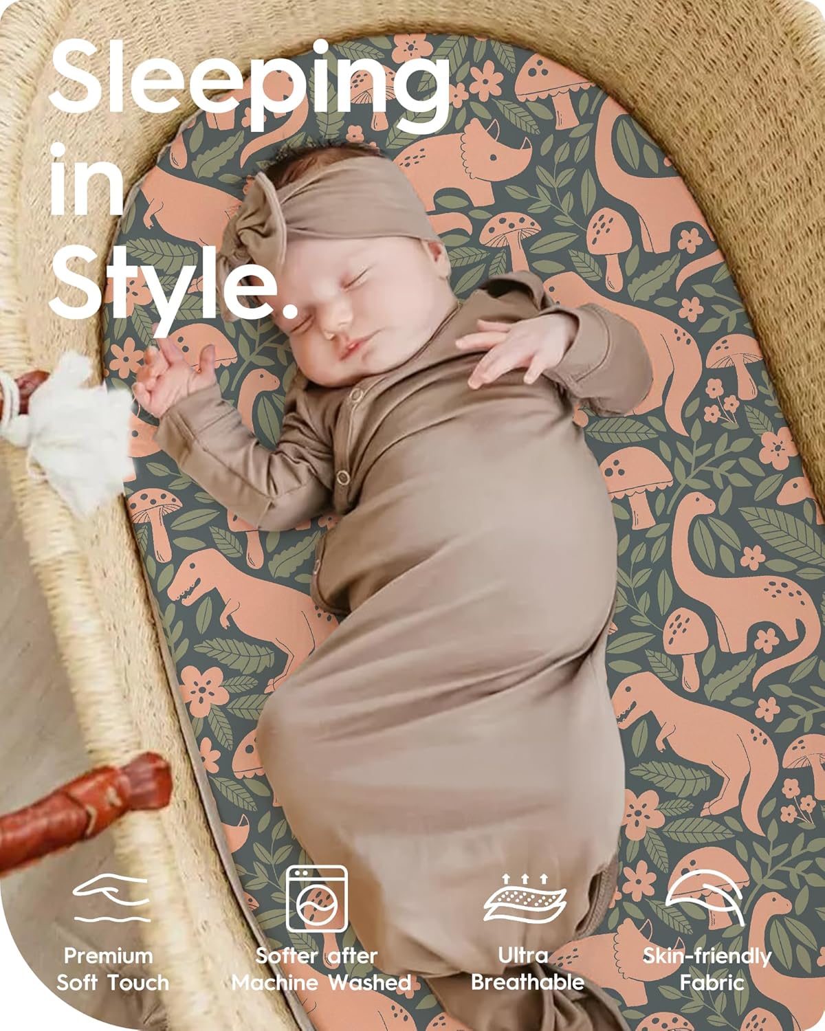 Bassinet Sheets for Baby Boy Girl, TotBasic Buttery Soft Universal Bassinet Fitted Sheet
