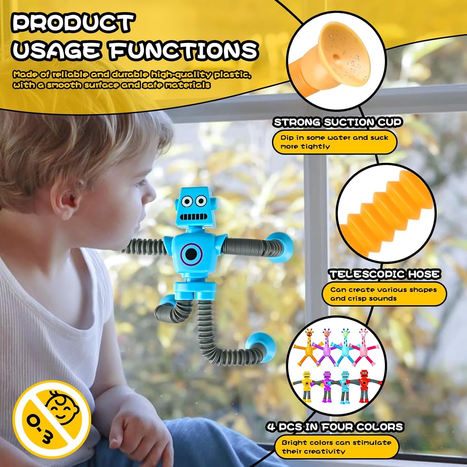 Robot Sensory Travel Toys 4Pcs for Toddlers Kid Boy Year Old Ages 3 4 5 6 7 8 9, Airplane