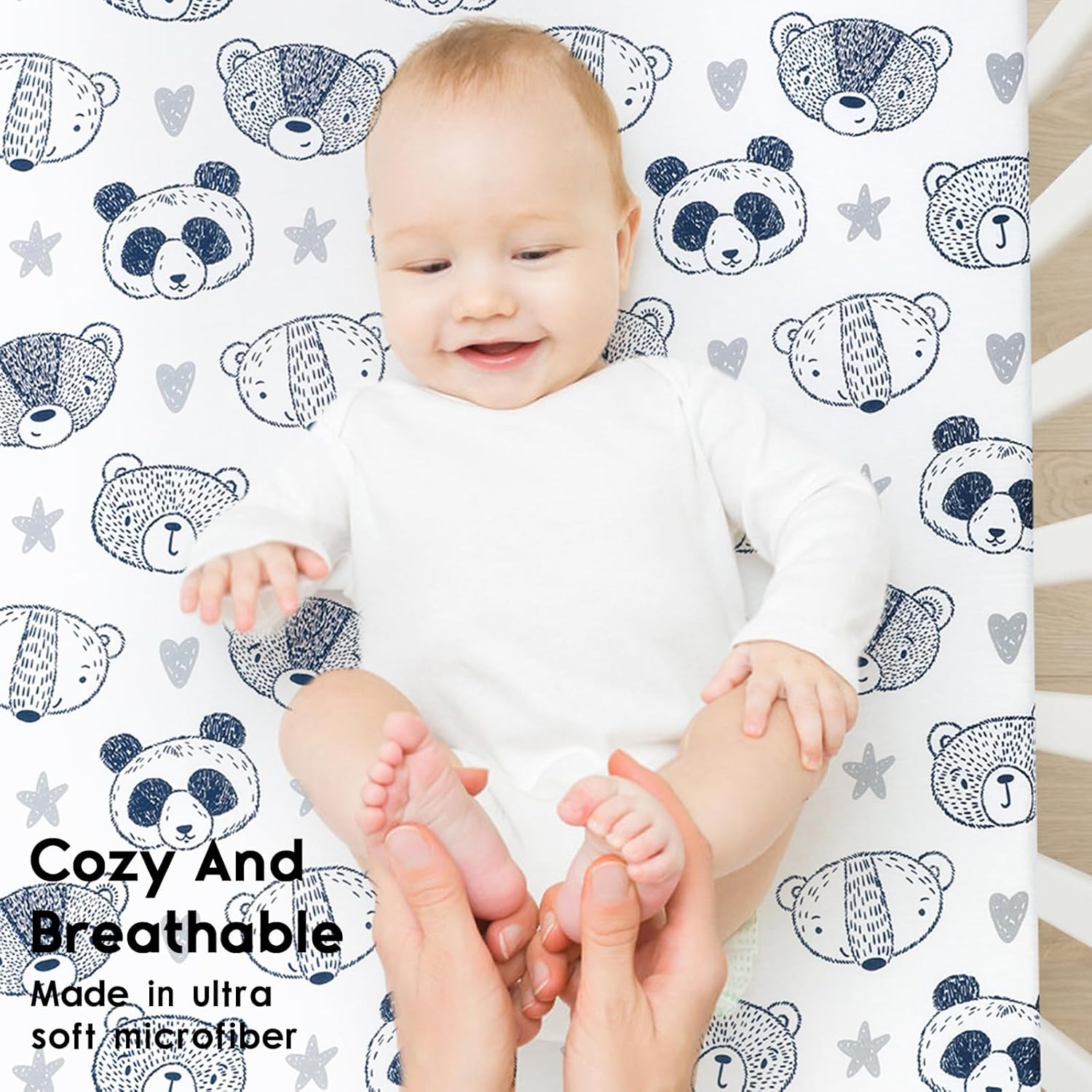 Yoofoss Baby Crib Sheets for Boys Girls, Fitted Crib Sheet 2 Pack for Standard Crib and Toddler