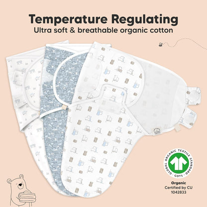 KeaBabies 3-Pack Organic Baby Swaddle Sleep Sacks - Swaddles for Newborns, Infant 0-3 Months, Baby